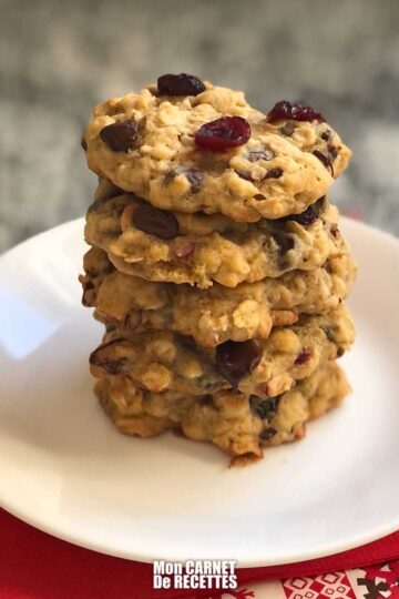 Biscuit à l'avoine, au canneberges et chocolat