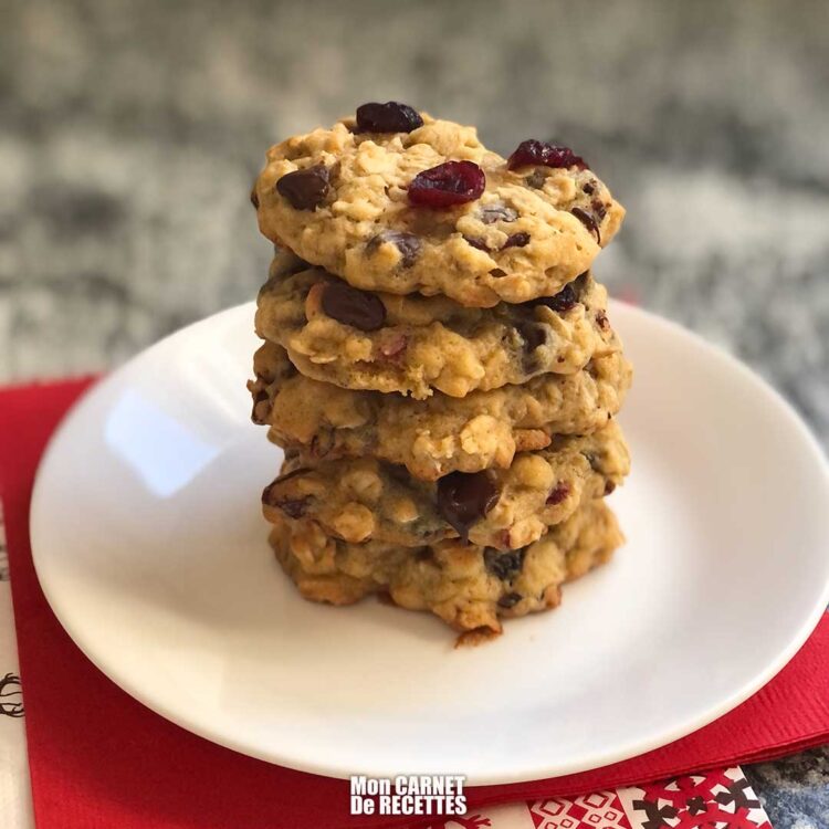 Biscuit à l'avoine, au canneberges et chocolat